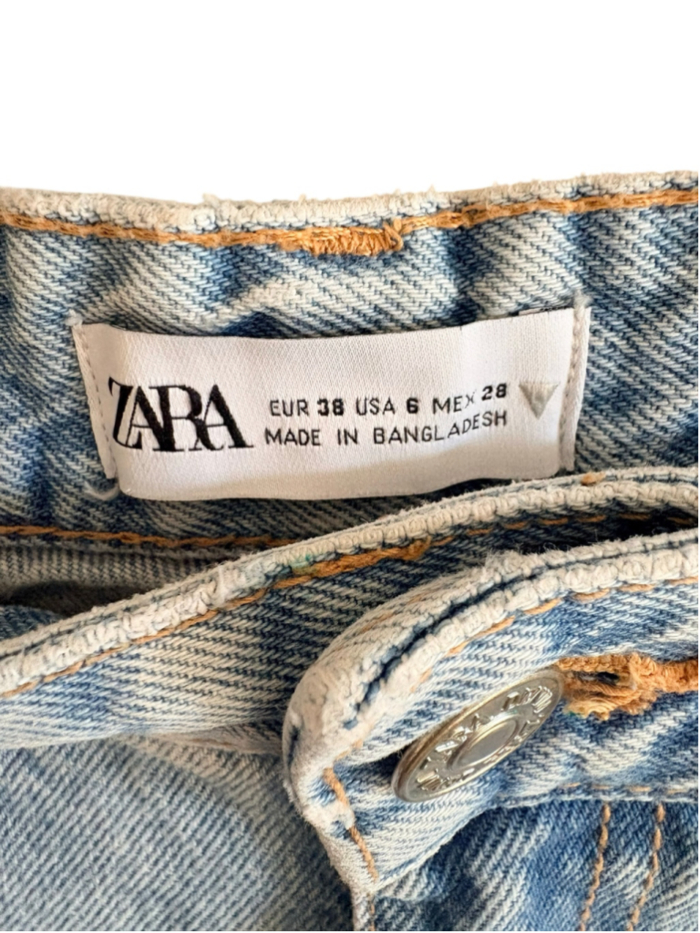 Zara High Rise Wide Leg Distressed Jeans Light Blue Women’s 6 - Picture 5 of 6